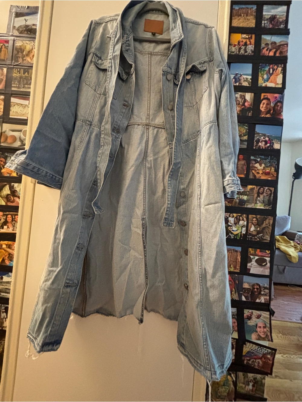 Sanctuary Light Blue Denim Jacket with Leather Patch